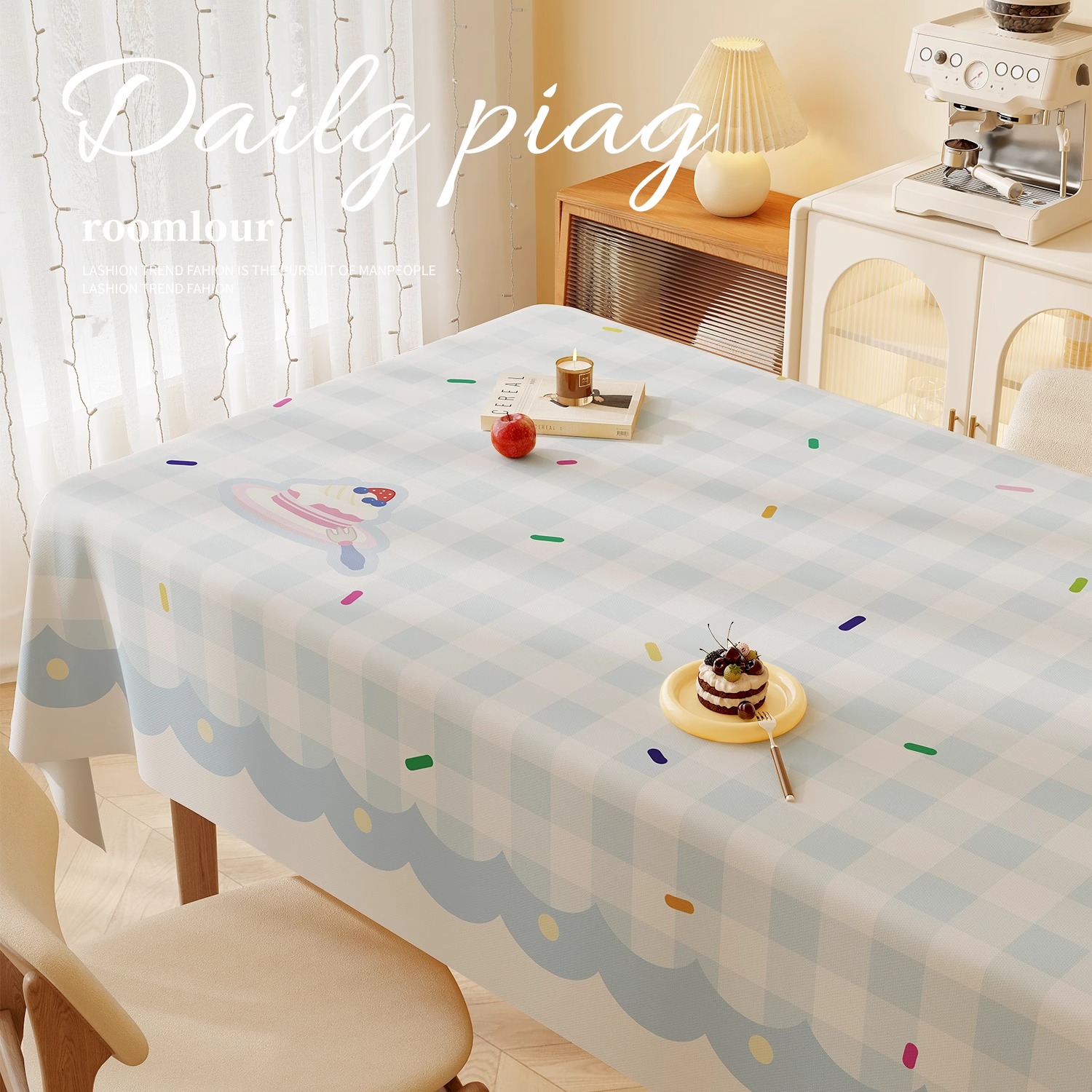卡通餐桌桌布防油防水又防烫2025年新款免洗桌垫高级感轻奢茶几布