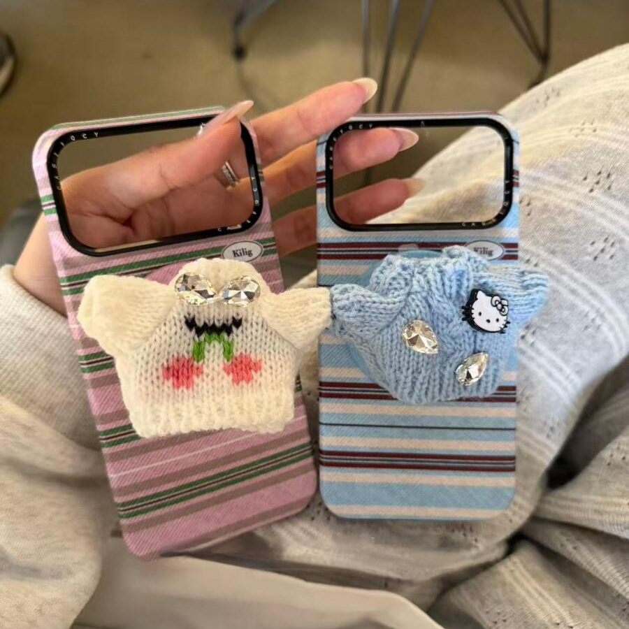 ins韩系条纹毛衣磁吸适用于苹果17ProMax手机壳保护套16pro/15/14