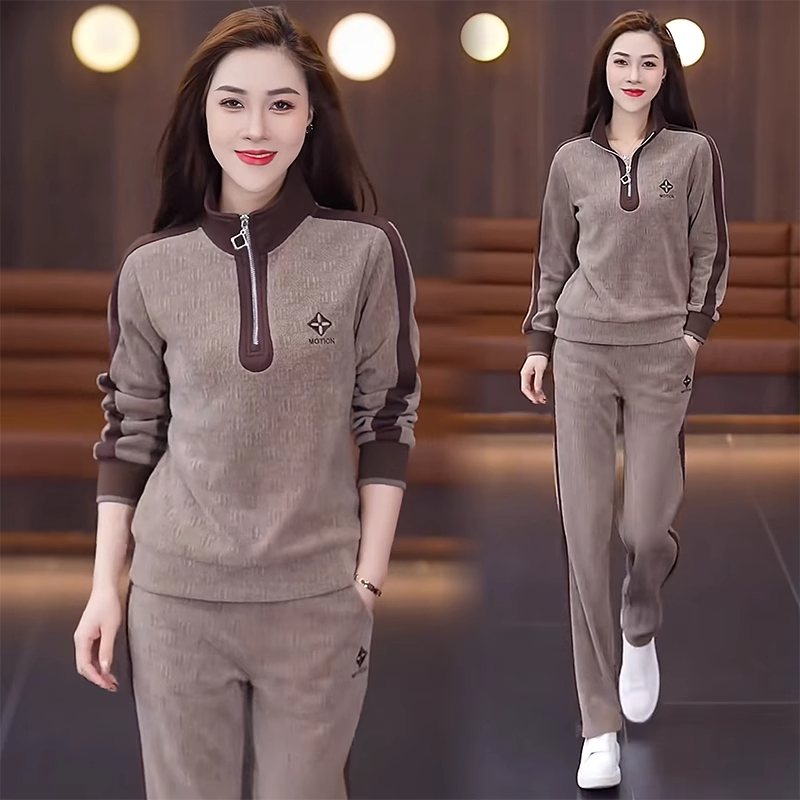 拉夏贝尔时尚运动套装女2025年春秋新款宽松显瘦卫衣跑步服两件套