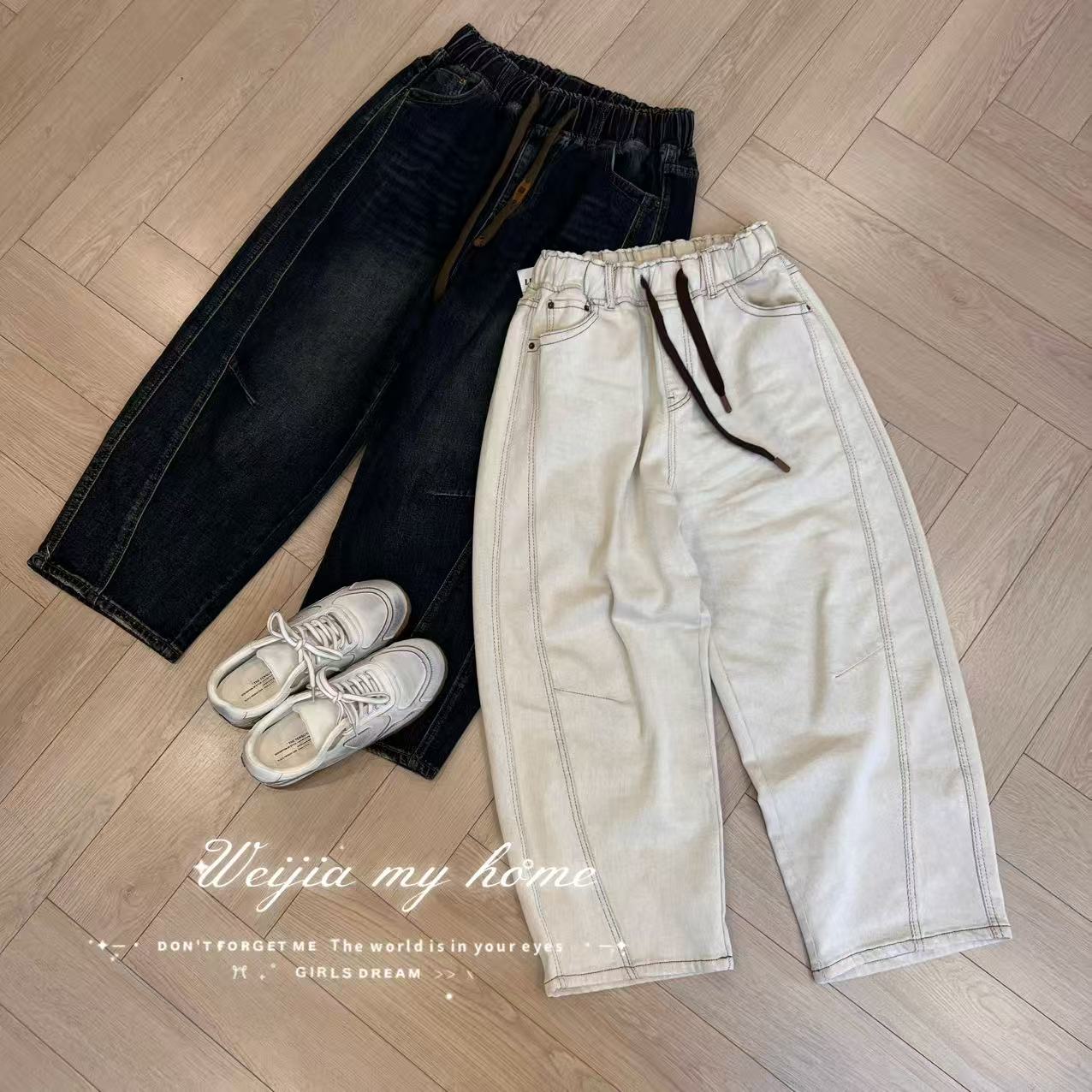 【WJ】秋款 玉 55386  两色牛仔弯刀裤（32-40）