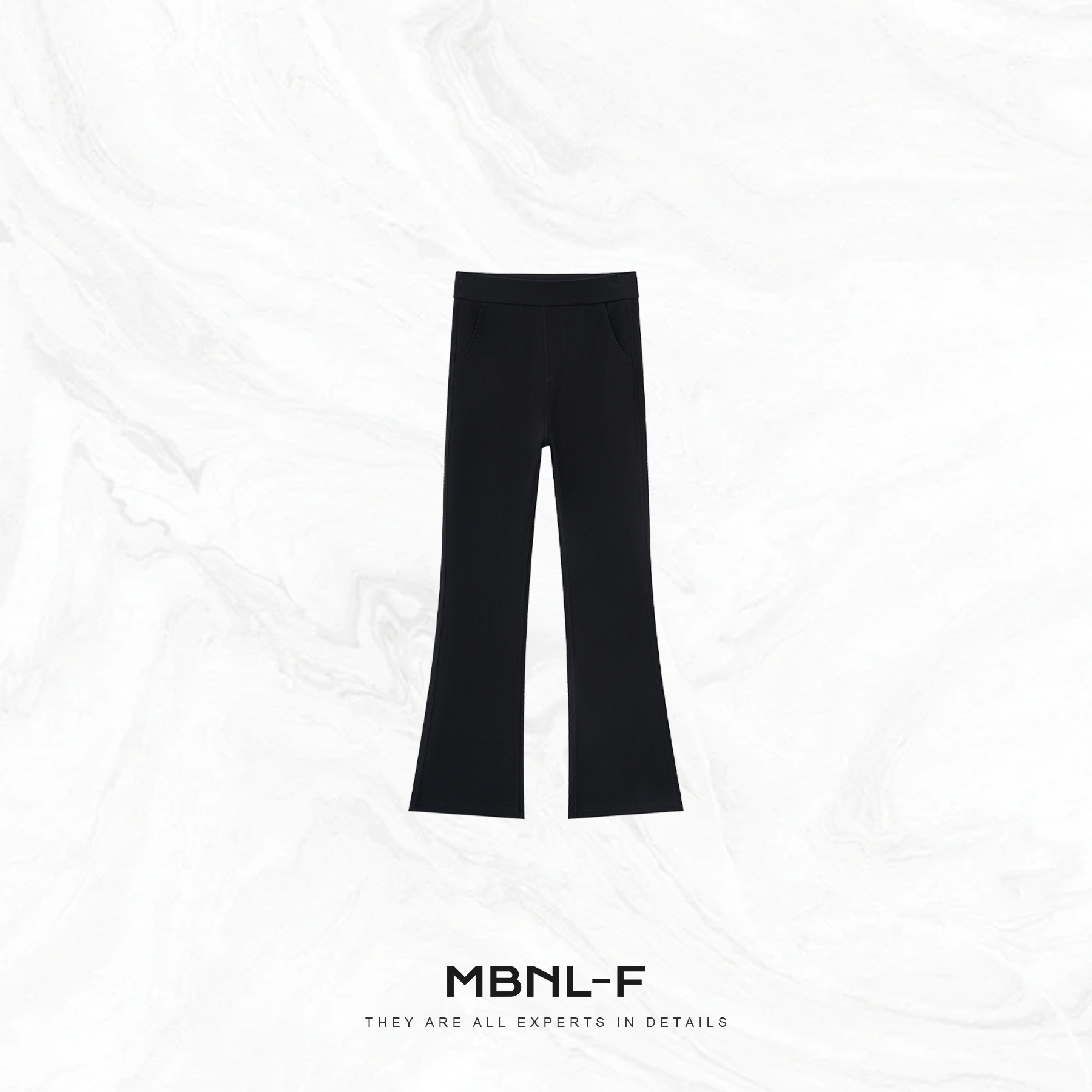 MBNL-F“裸感小黑裤” 重工定制斜裁松紧腰微喇裤 秦磊XM-XKZ6116