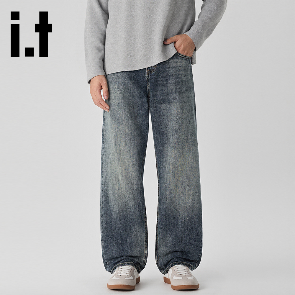 it:CHOCOOLATE直筒牛仔裤男款潮牌cleanflt美式复古水洗阔腿长裤