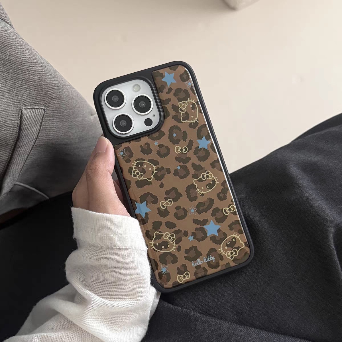 滴胶简约豹纹星星线条KT适用苹果17pro手机壳iphone16女15防摔14