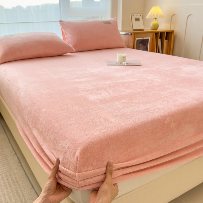 【夏娃之秀】牛奶绒床笠加绒加厚秋冬保暖床罩防滑床单纯色床垫套