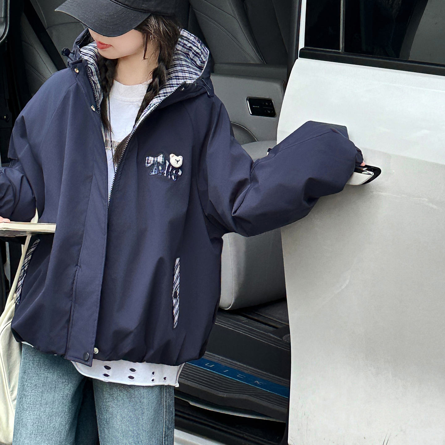 女大童夹棉外套加厚连帽棉服洋气青少年初高中生冲锋衣棉袄棉衣服