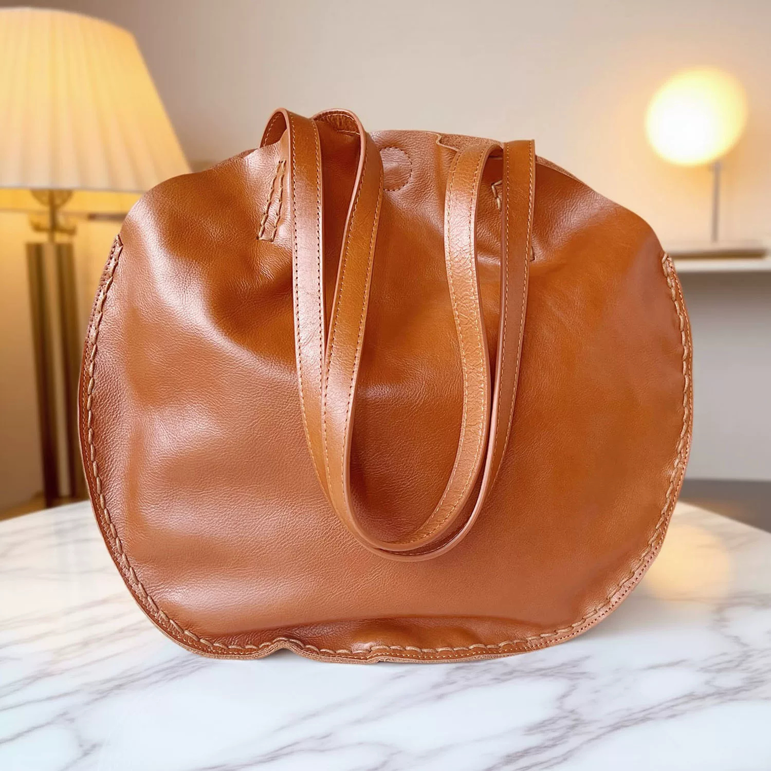 高端原创女士真皮单肩托特包女款头层牛皮拉链复古通勤风时尚大包