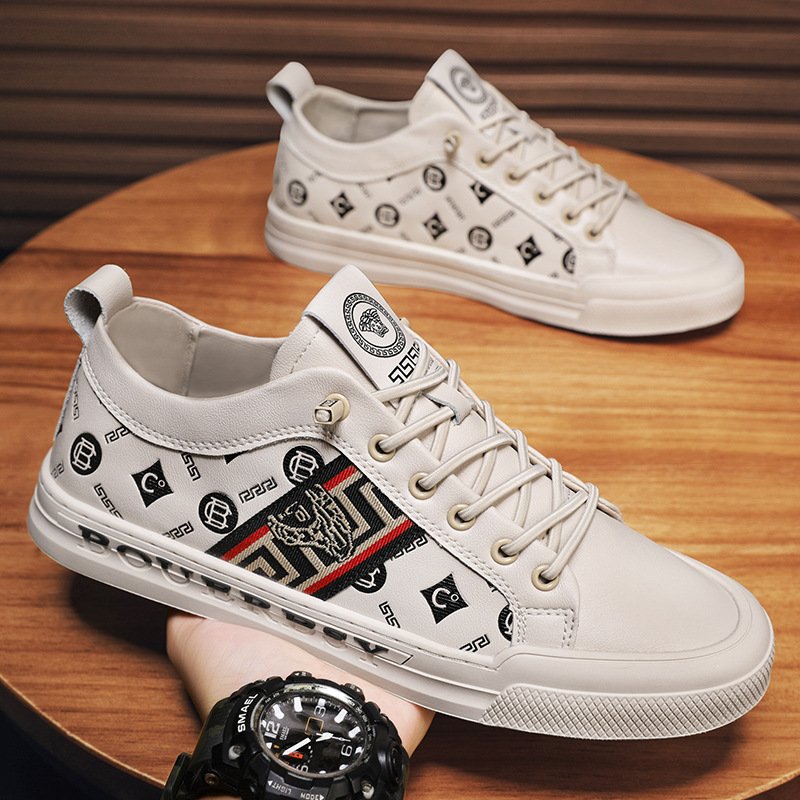 休闲小白鞋新款秋冬潮流真皮板鞋四季百搭套脚懒人时尚欧洲站男鞋