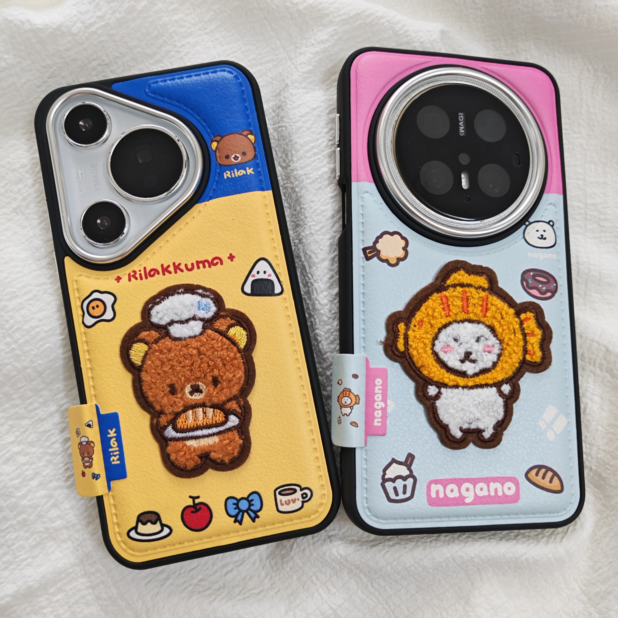 适用华为pura70pro+手机壳mate70pro刺绣厨师熊pura80皮质情侣女