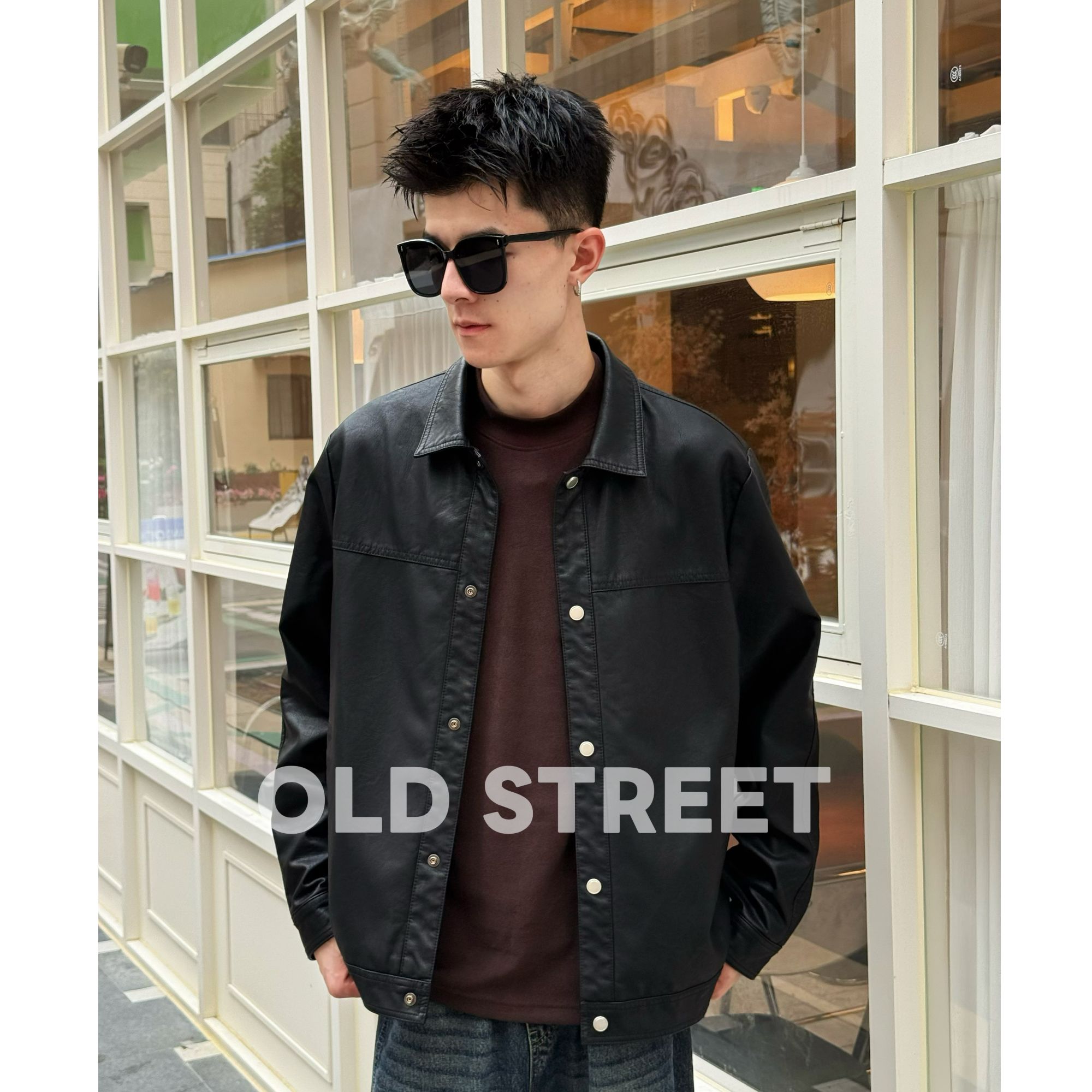 【Old Street】秋季2025新正肩皮衣外套休闲商务男士大众时尚基础款