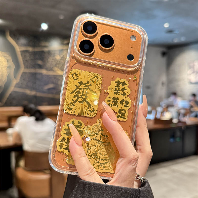 适用于苹果17promax手机壳透明金箔网红男女款创意国潮小众高级感