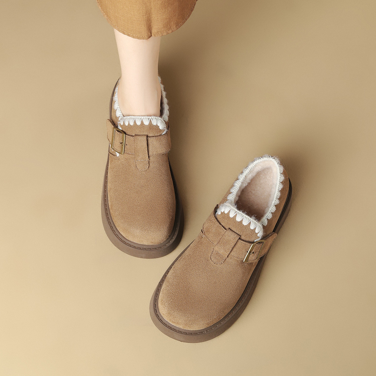 【FOXER】新款勃肯复古港风保暖冬季森系时尚雪地靴棉鞋时尚-W