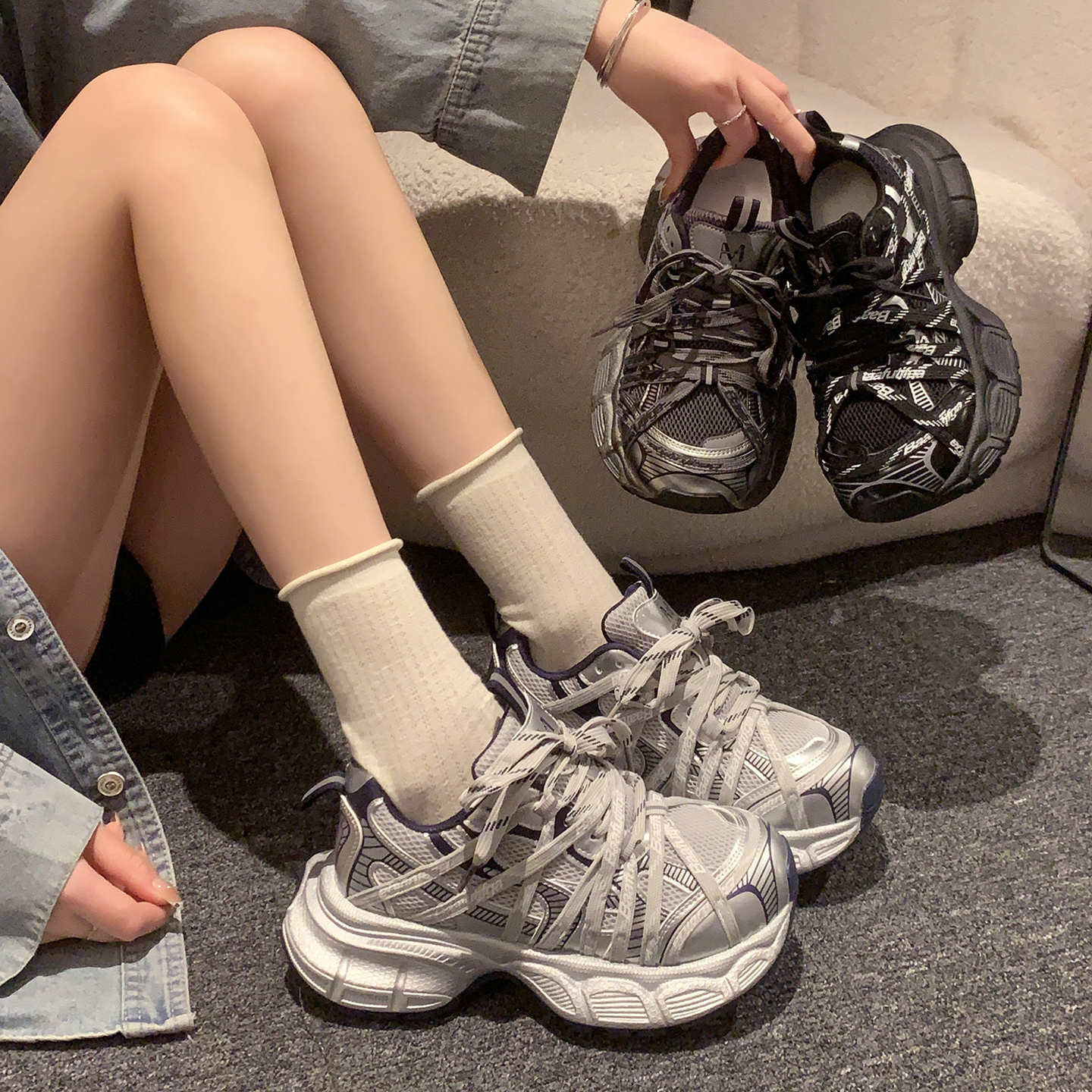 贾不假老爹鞋女2025秋冬新款流行爆款国潮厚底增高百搭潮牌运动鞋