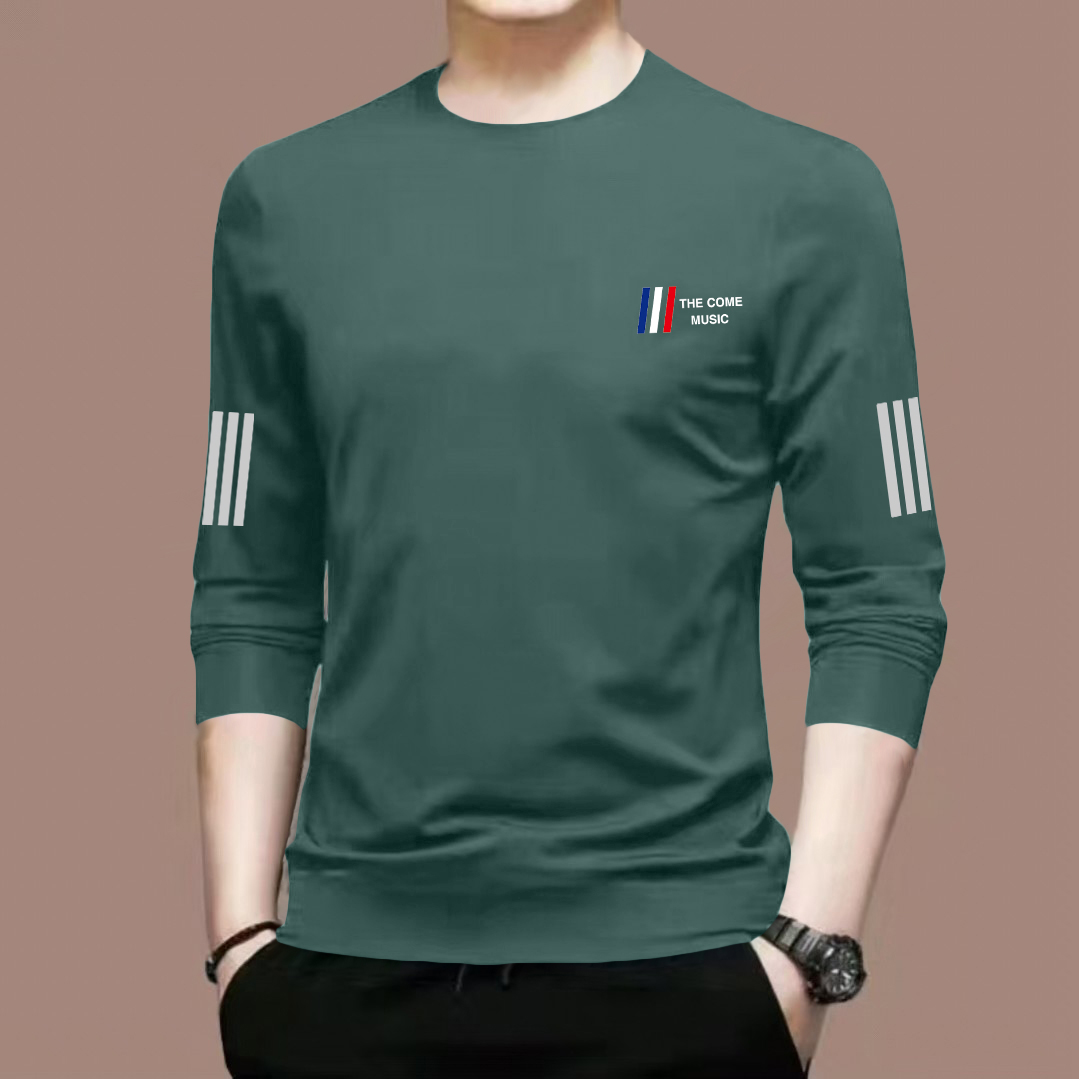 春秋季长袖纯棉休闲圆领秋衣长T宽松透气百搭长袖T恤打底衫