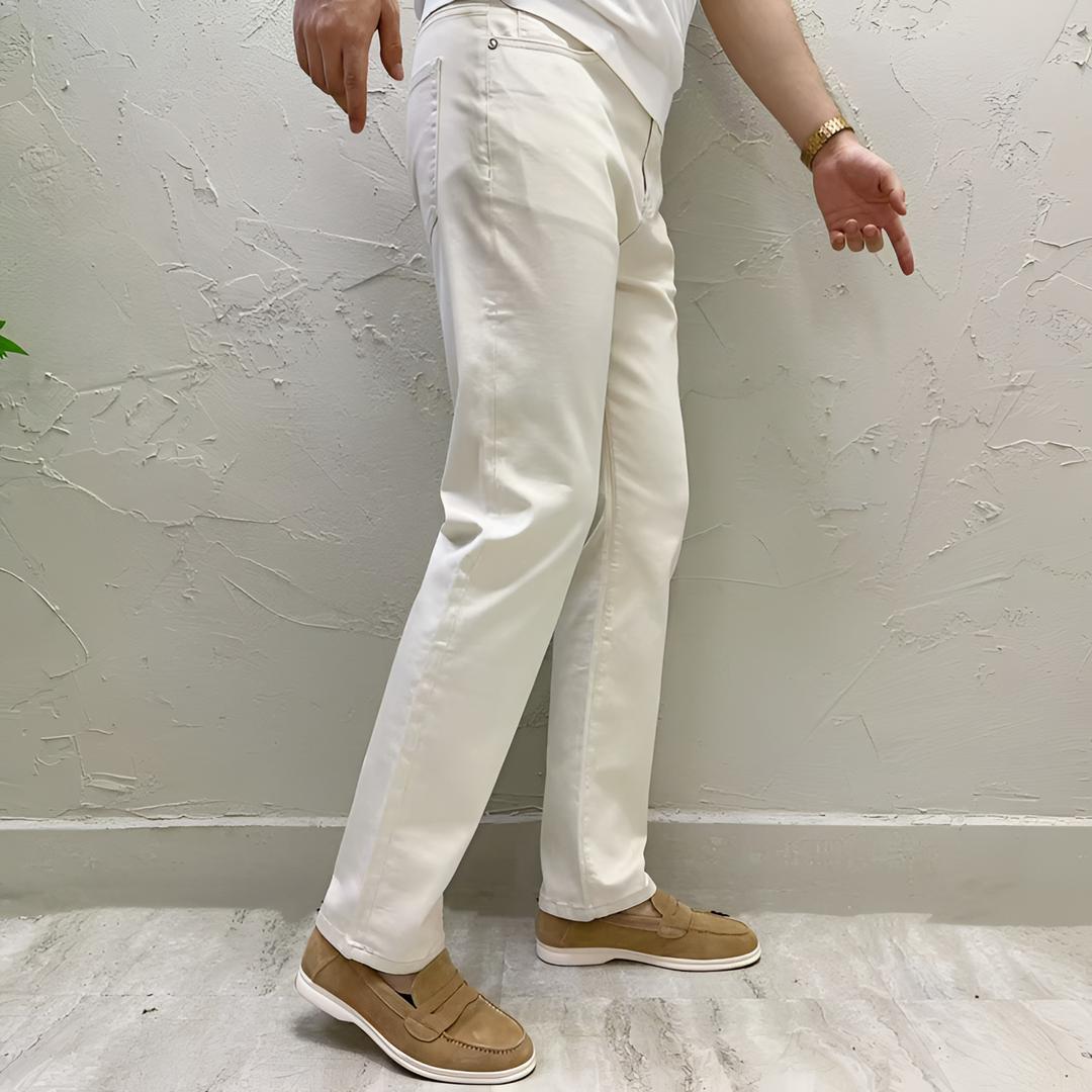 【嵿奢老钱】男士秋冬合身直筒四面弹（米咖/纯黑）百搭轻奢牛仔长裤