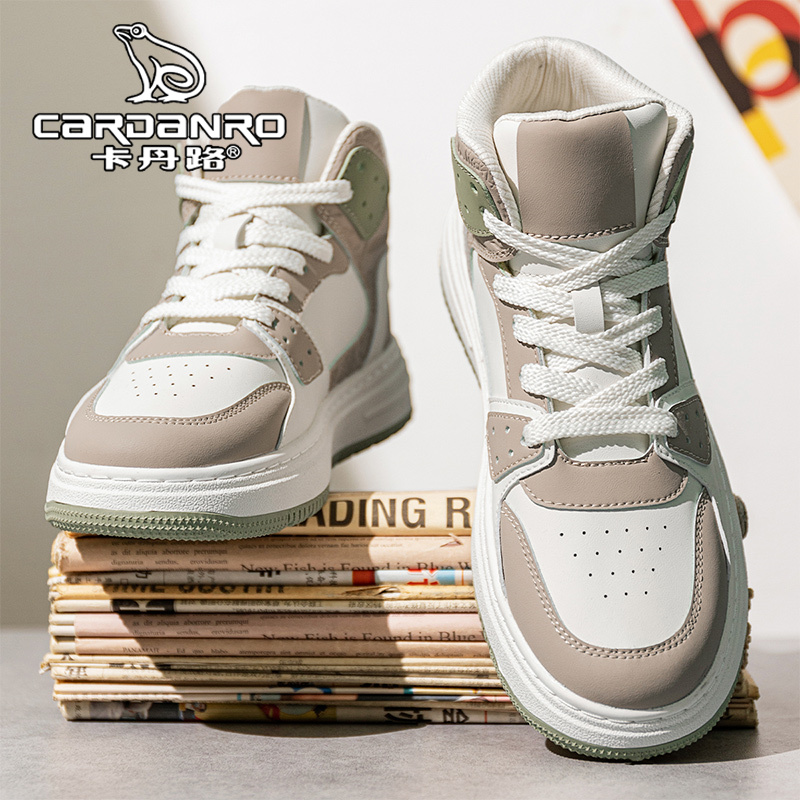 意大利卡丹路高帮鞋男冬季百搭韩版运动休闲鞋青少年厚底小白板鞋
