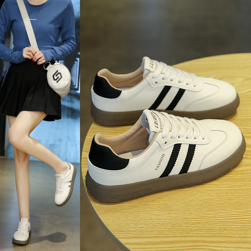 爆款德训小白鞋女2025年春季新款百搭透气运动鞋厚底学生休闲板鞋
