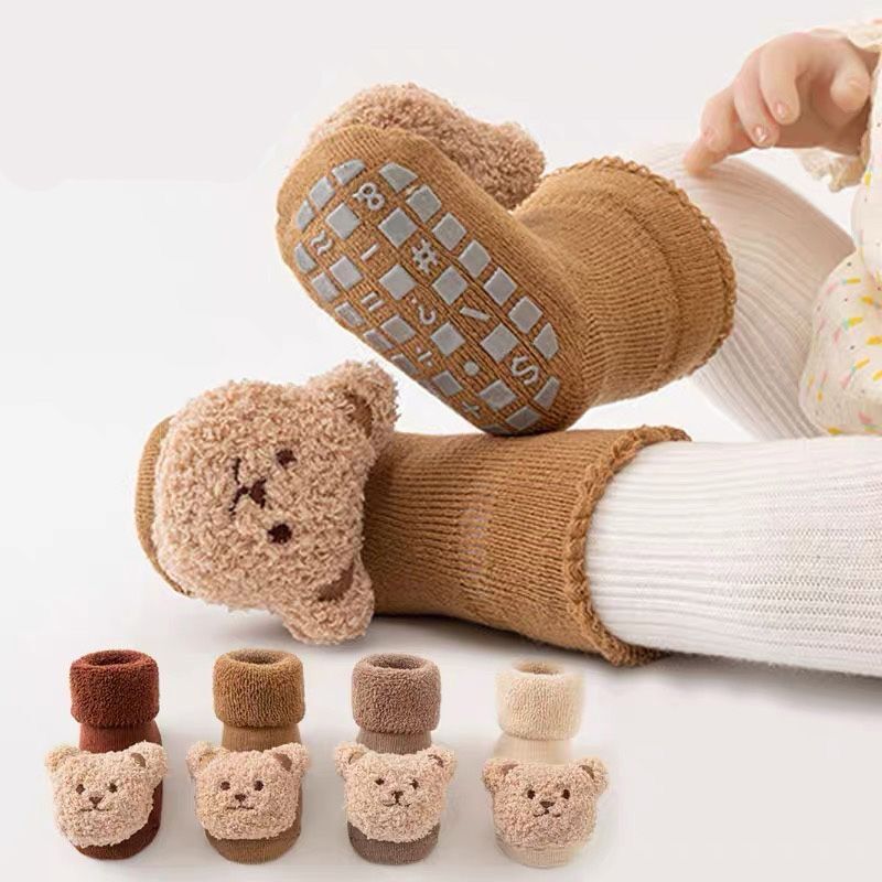 新生婴幼儿宝宝纯棉秋冬季加绒加厚保暖毛圈女童加绒加厚毛圈袜子
