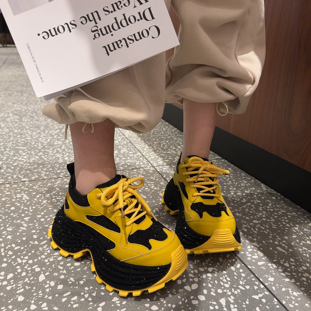 26年春季新款撞色厚底增高水钻老爹鞋女鞋休闲鞋百搭潮鞋