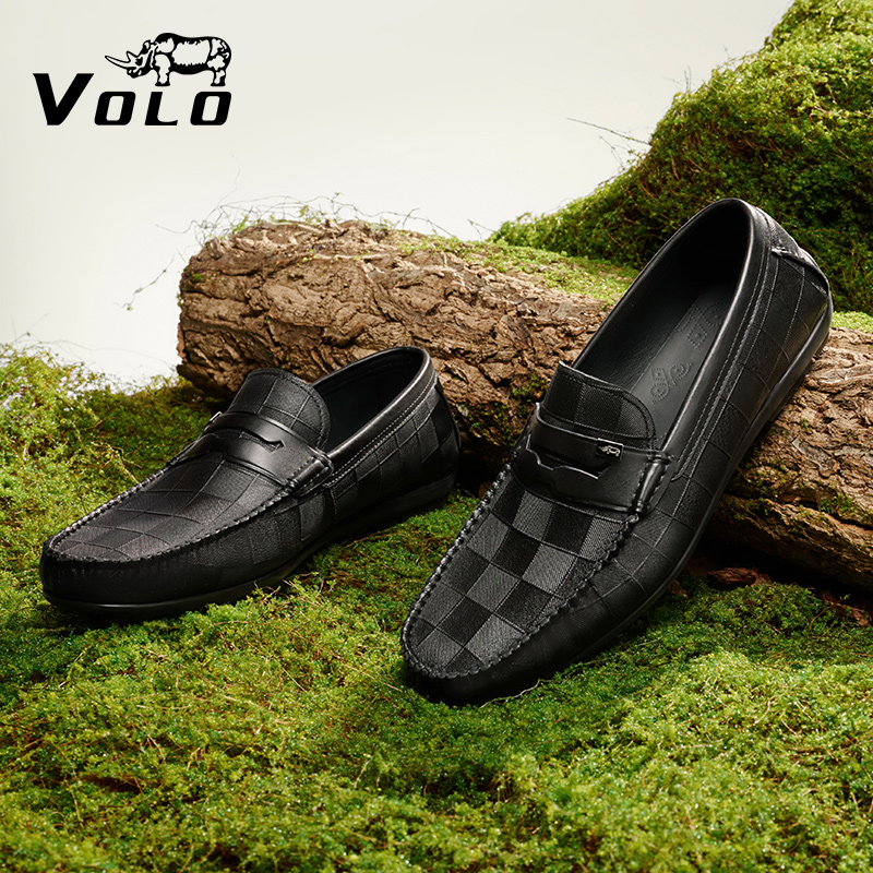VOLO/犀牛豆豆鞋男款2025新款春夏季男士一脚蹬真皮软面休闲男鞋