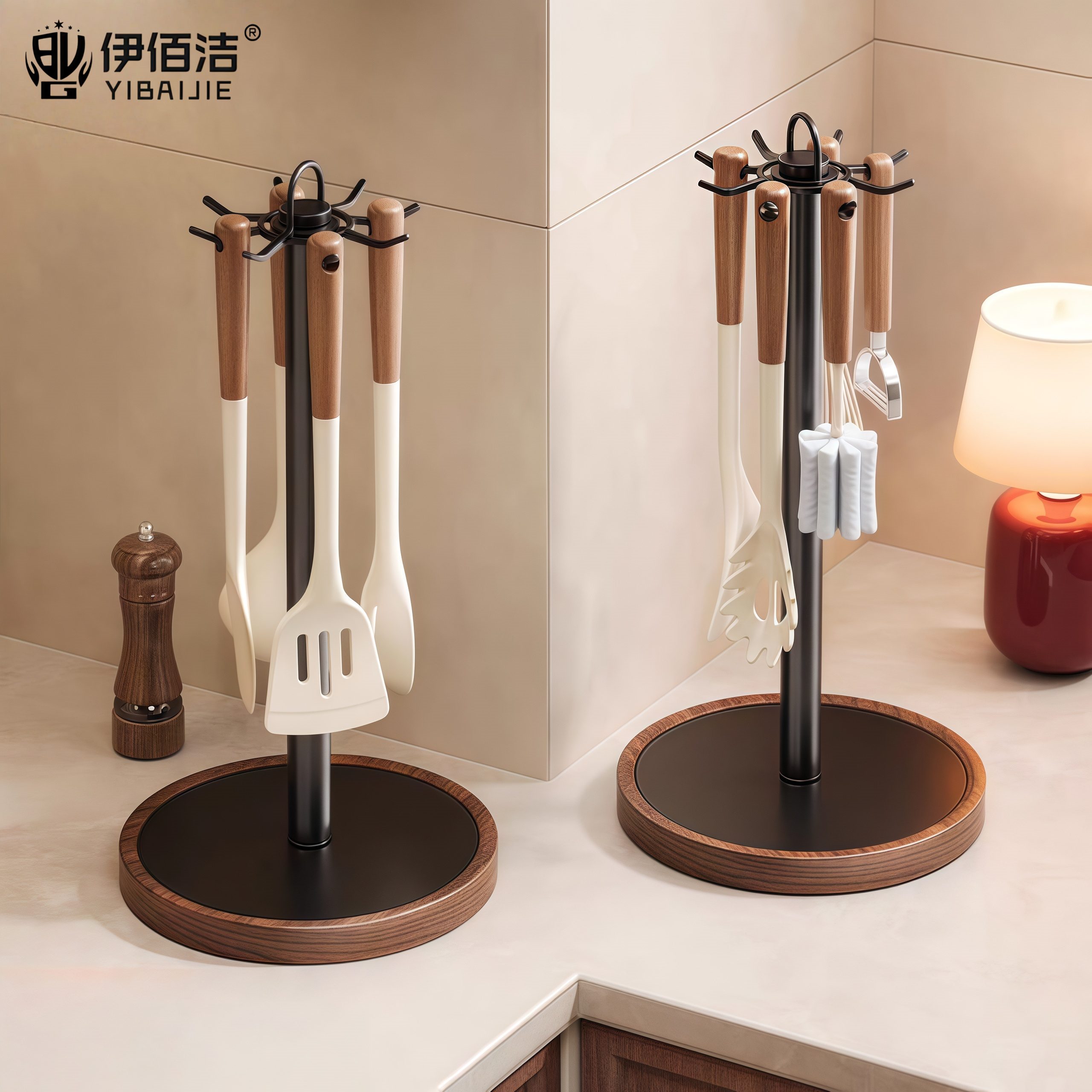 厨房旋转挂钩锅铲架家用台面挂钩置物架挂勺子铲子汤勺厨具收纳架