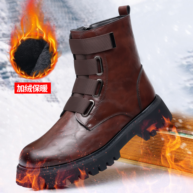 头层牛皮棉鞋男士马丁靴2025秋冬季新款侧拉链高帮男防水男短靴靴