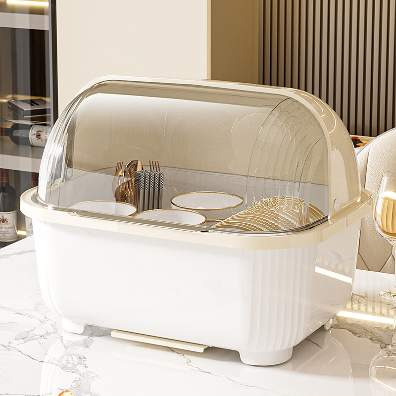 碗筷收纳盒碗柜翻盖装餐具碗盘箱放碗家用置物厨房碗架沥水碗碟架