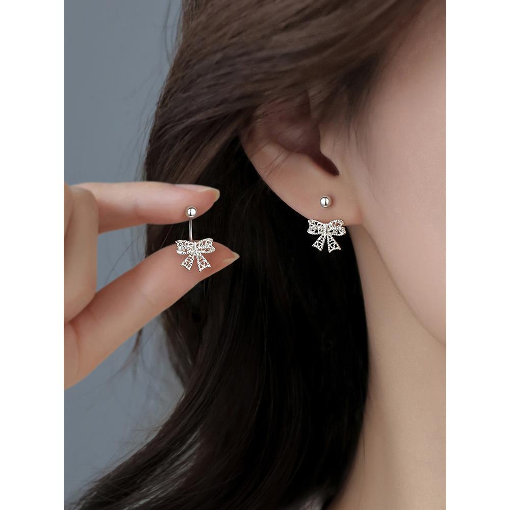 OLOIU 合金耳饰 蝴蝶结耳钉2025新爆款轻奢耳环小众高级精致时尚