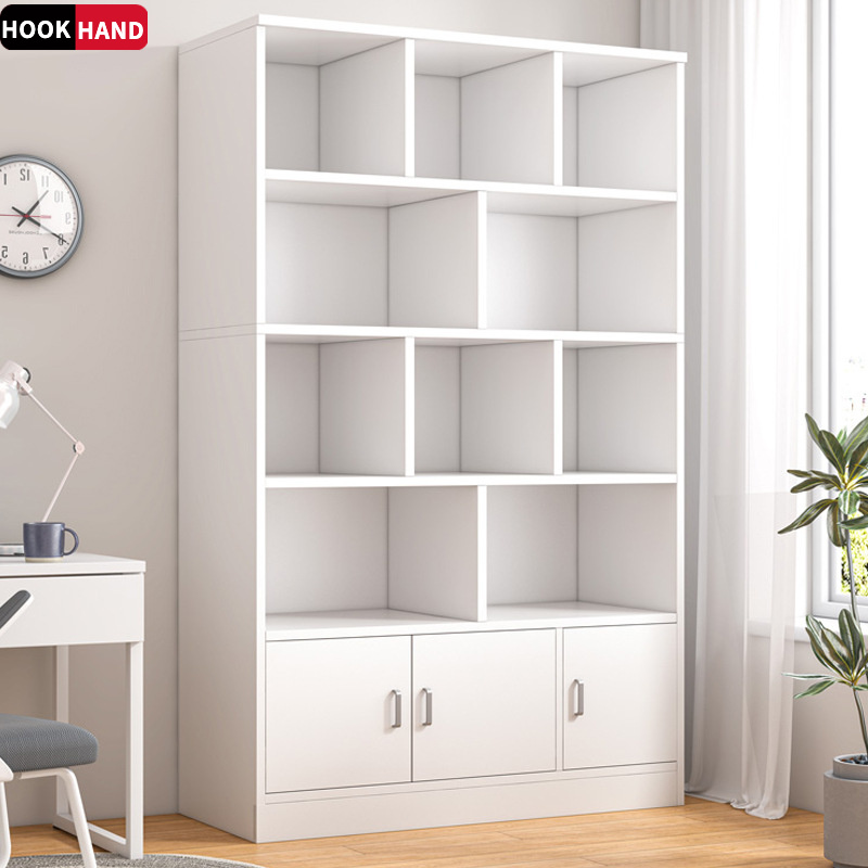 简易书架落地靠墙客厅置物架分层收纳架储物柜子一体简约家用书柜