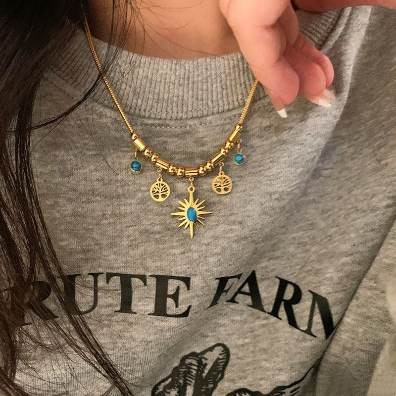 钛钢项链 星芒生命复古太阳花项链女小众设计高级2026年新款饰品