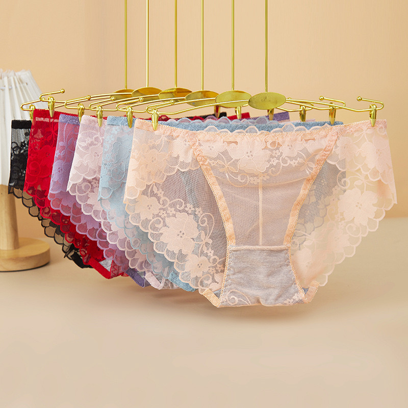 新款法式轻奢柔软蕾丝性感诱惑低腰无痕女三角裤头夏季薄