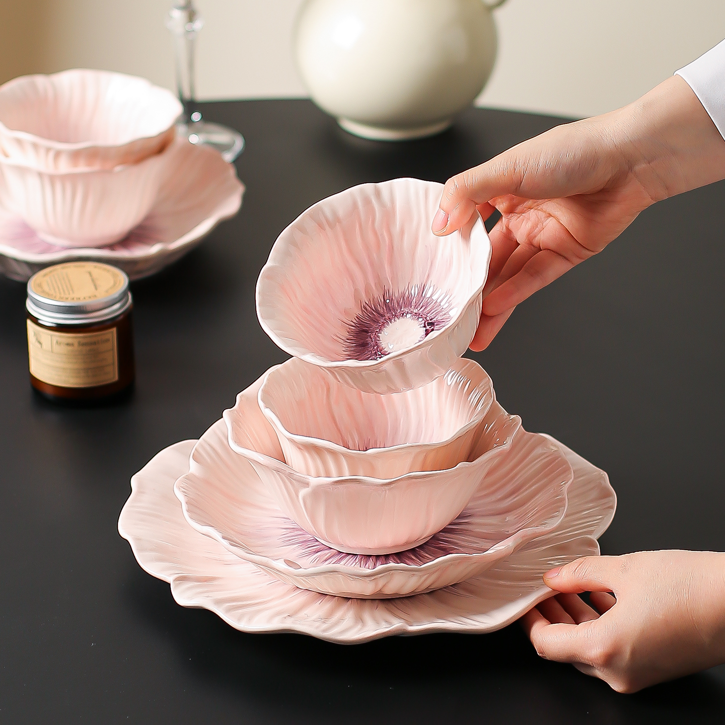 川岛屋花卉釉下彩饭碗家用2025新款高颜值汤碗面碗盘子碟陶瓷餐具