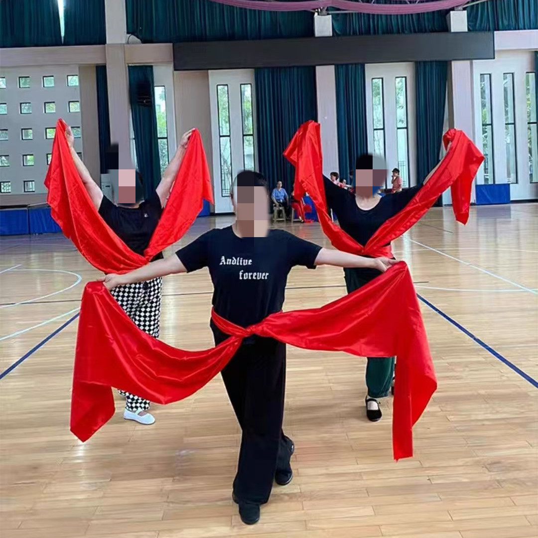 加厚秧歌舞红绸布舞蹈红绸子跳舞红腰带秧歌舞道具红绸缎大红布