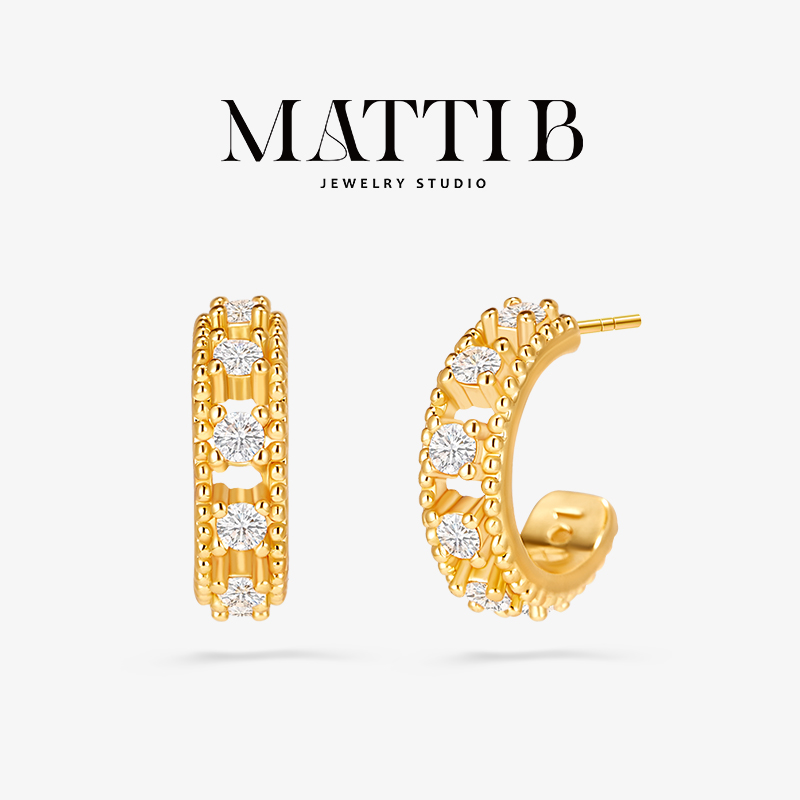 铜合金合成锆石耳饰 镂空设计气质轻奢简约时髦高级感耳钉女2013