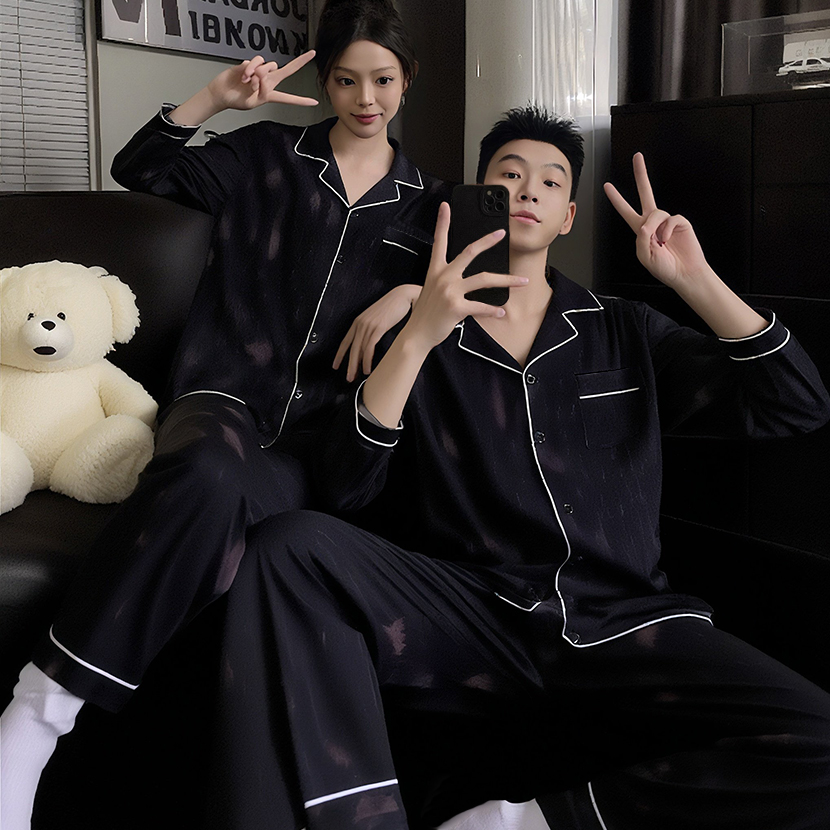 2025年新款情侣睡衣女棉质春秋季国风休闲加肥大码男士家居服套装