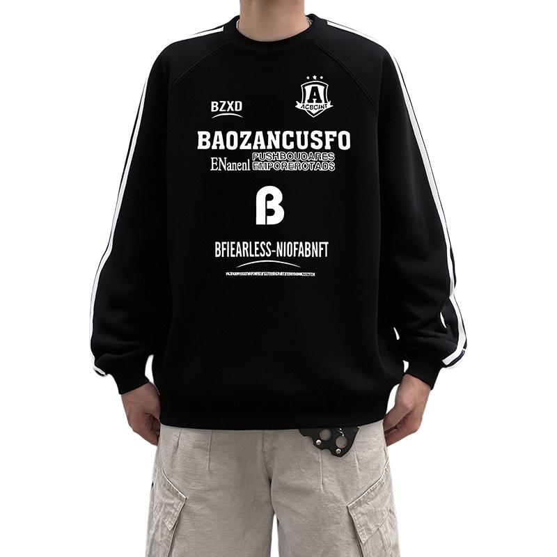 BAOZAN/爆赞秋冬款圆领卫衣男长袖T恤宽松潮流学生上衣男装打底衫