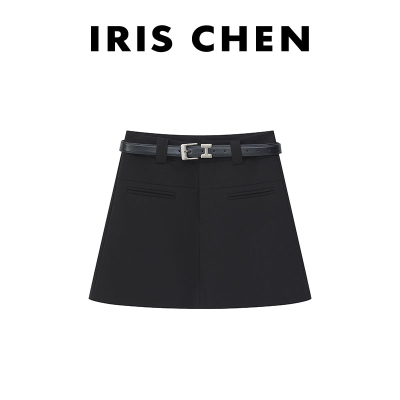IRIS CHEN 高挑裙 2025秋冬“天丝羊毛”透气棉含腰带短裙裤25DQ843
