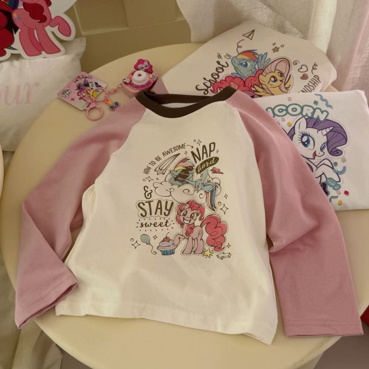 【小马宝莉】儿童秋季新品童装上衣插肩袖卡通T-26330