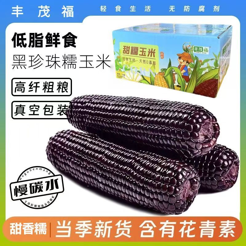 【整箱8根可试吃2根】25年头茬新鲜黑玉米蓝莓珍珠糯玉米真空锁鲜
