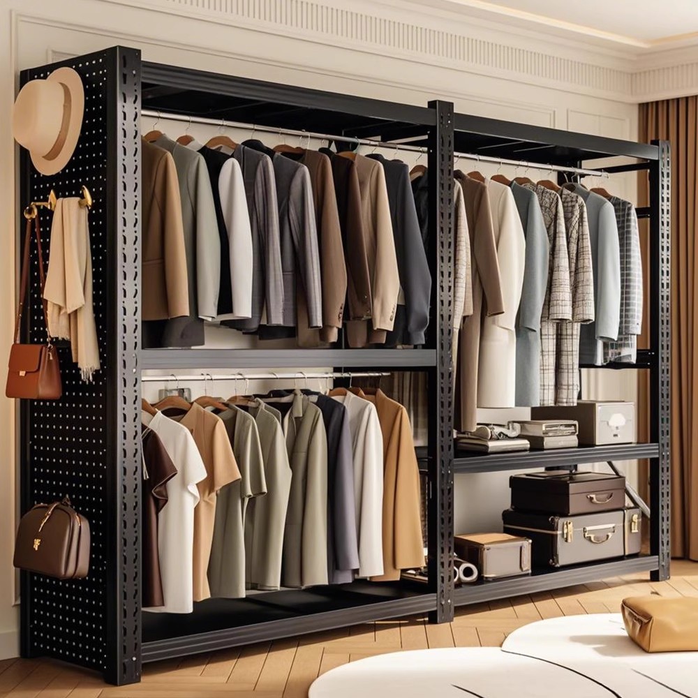 货架衣柜衣帽架家用简易卧室出租房衣物组装收纳架子开放式挂衣架