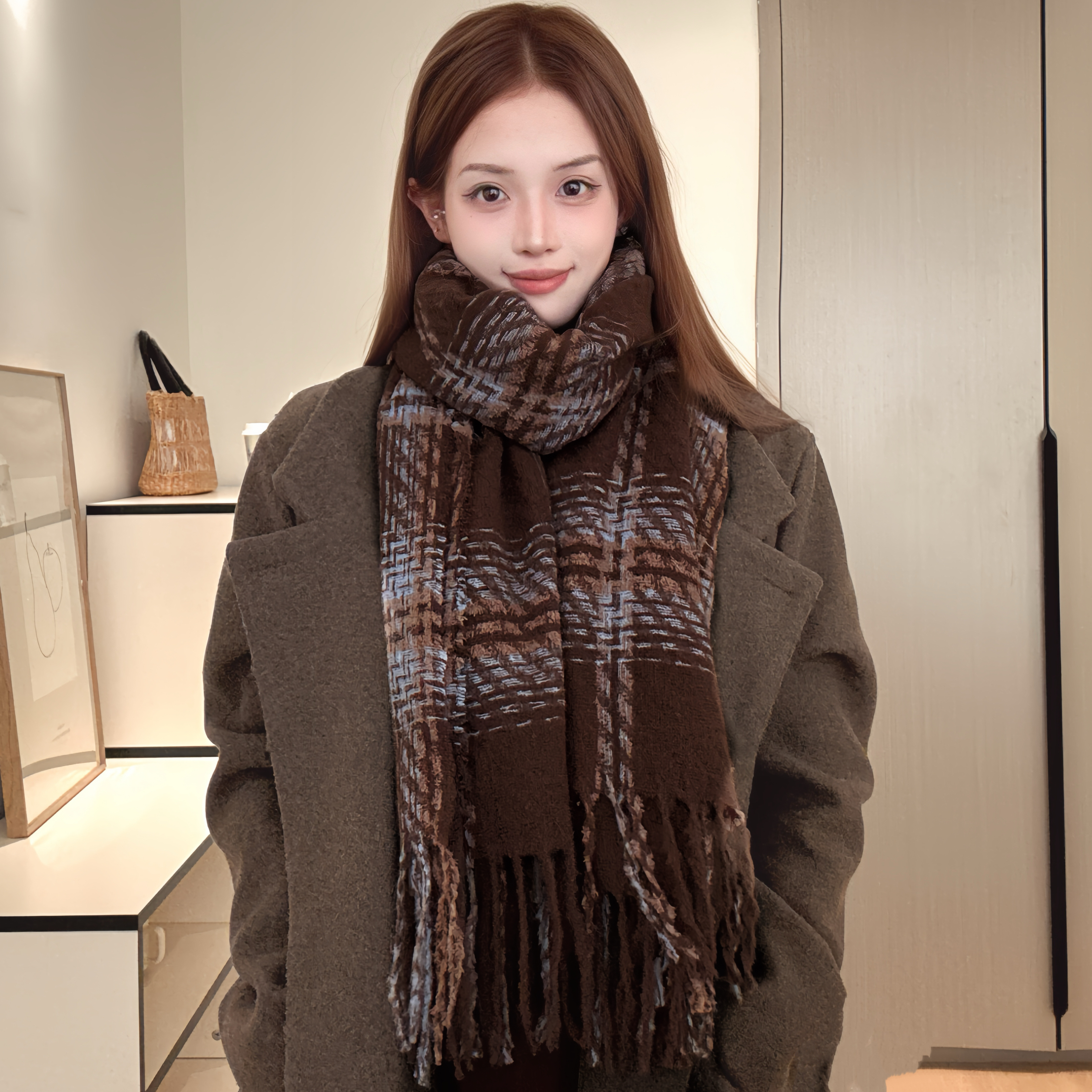 【莓果森林】秋冬季新款围巾女格子韩系加厚英伦风披肩氛围保暖围脖
