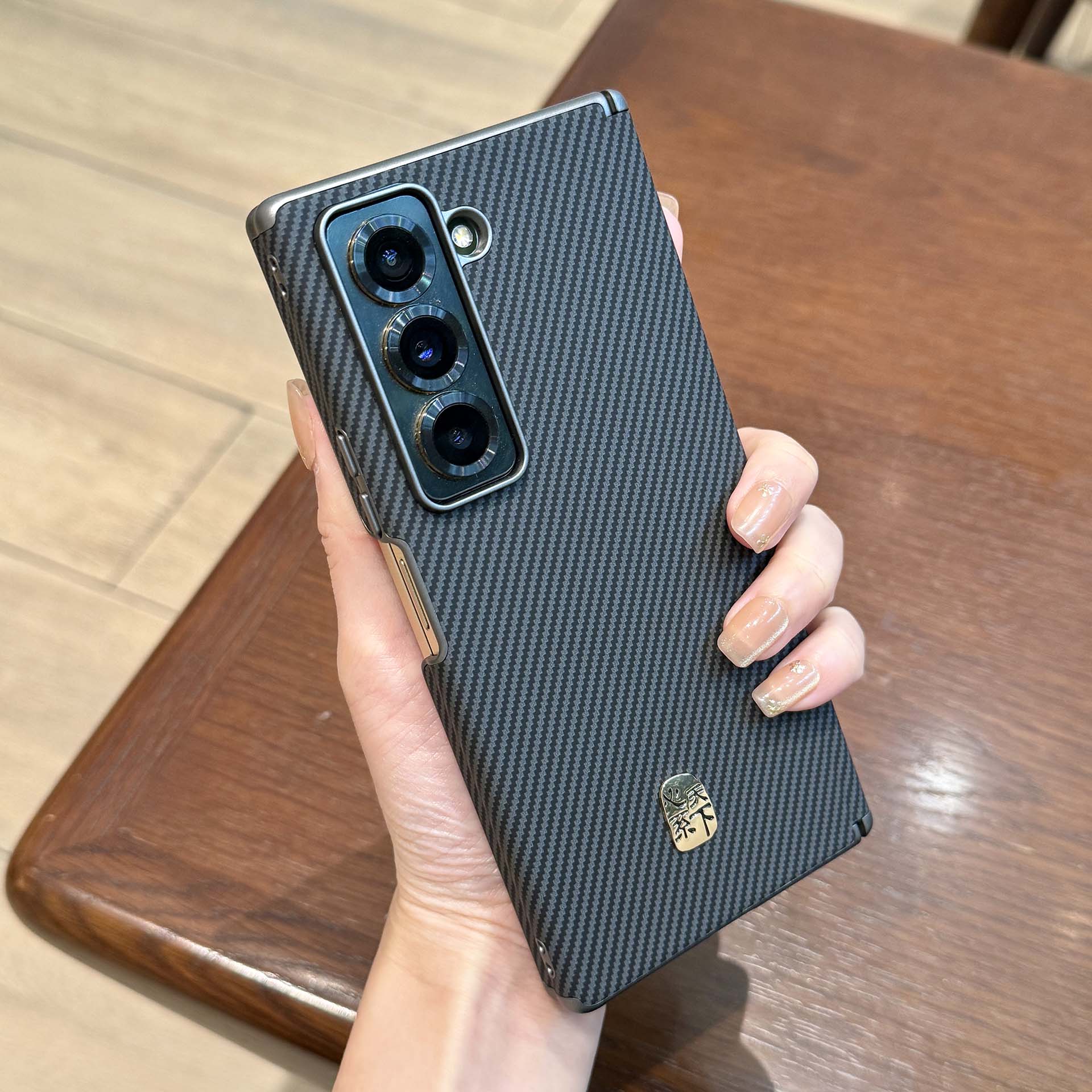 【双中轴后壳】适用三星W25手机壳zfold7碳纤维纹fold6素皮W24超薄