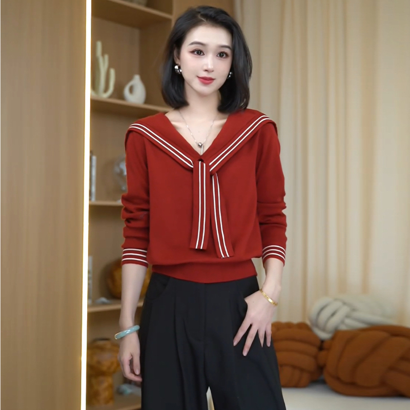 时尚慵懒风韩系百搭长袖毛衣女2025秋季新款洋气时髦减龄针织上衣