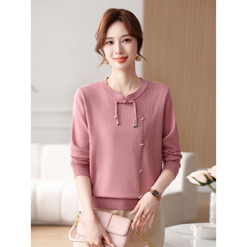 妈妈装春秋新中式毛衣2026新款洋气上衣中老年女50岁大