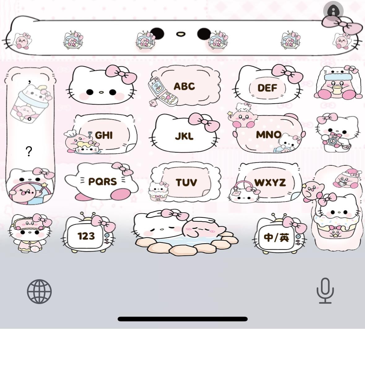 卡比kitty｜可爱苹果百度输入法皮肤带漂浮白肚皮键盘办公相关服务