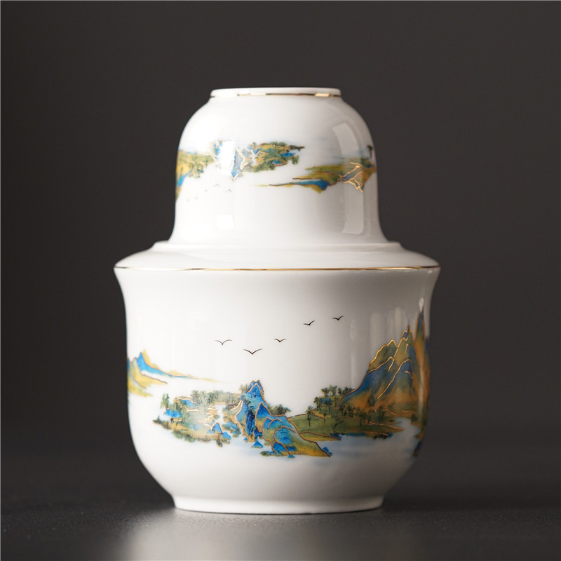 羊脂玉瓷五牛图古法陶瓷温酒器三两装家用专业烫酒器温酒壶暖酒器