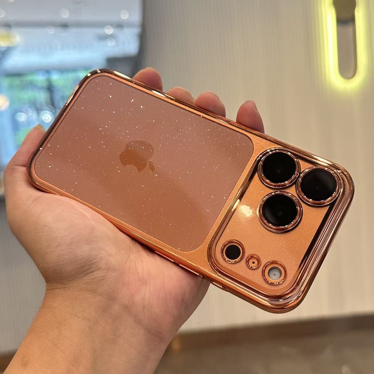闪粉电镀带镜头膜适用苹果17promax透明简约16/15/14pro手机壳13p