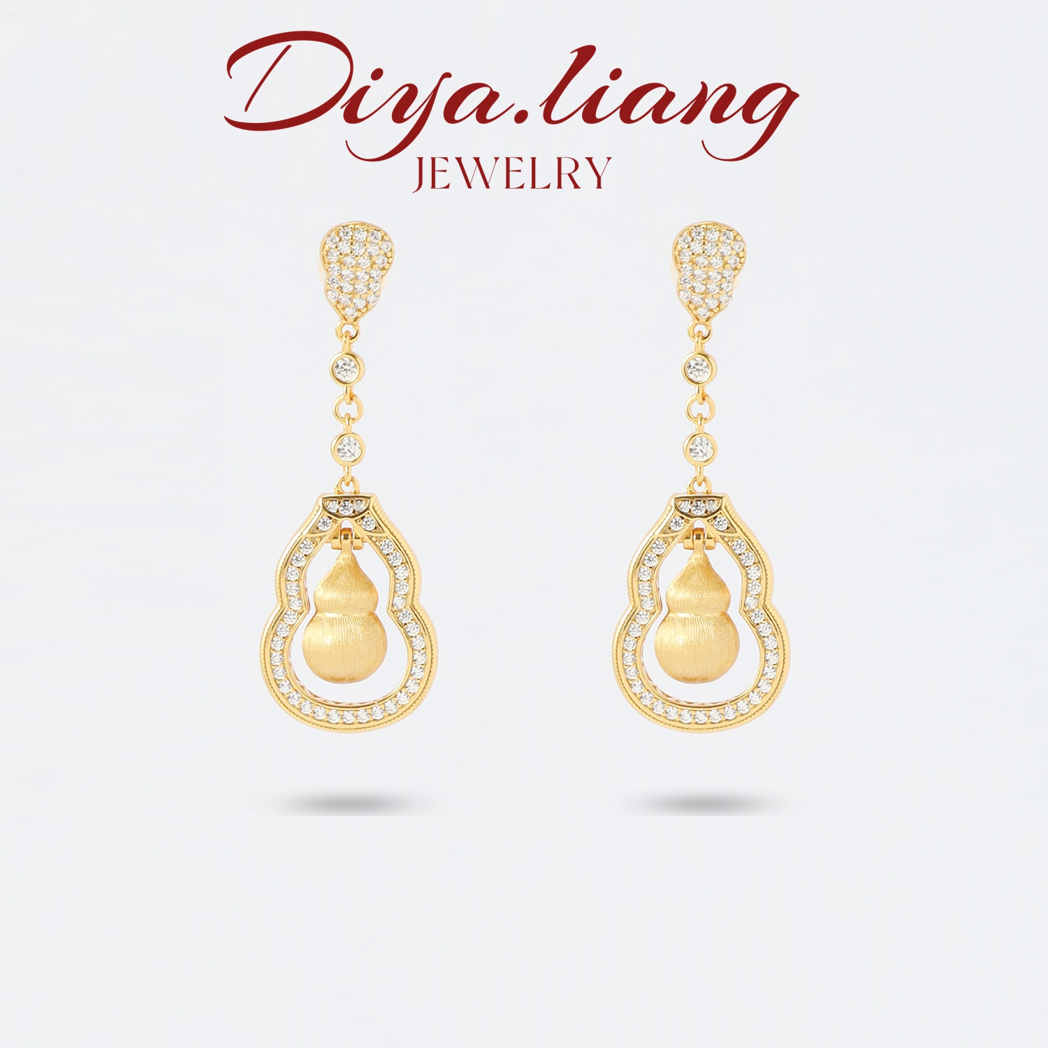 925银耳饰 梁雅帝新品【浮萍丝绒金葫芦】气质百搭设计纯银耳饰