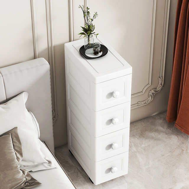 床头柜夹缝收纳极窄侧面靠墙边小型立柜子卧室置物架缝隙抽拉储物