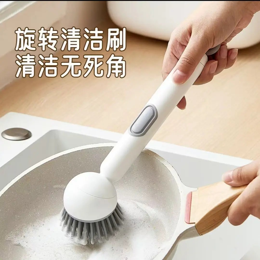 家用可加液旋转锅刷洗碗洗锅清洁刷厨房加液锅刷长柄 SYCM-1