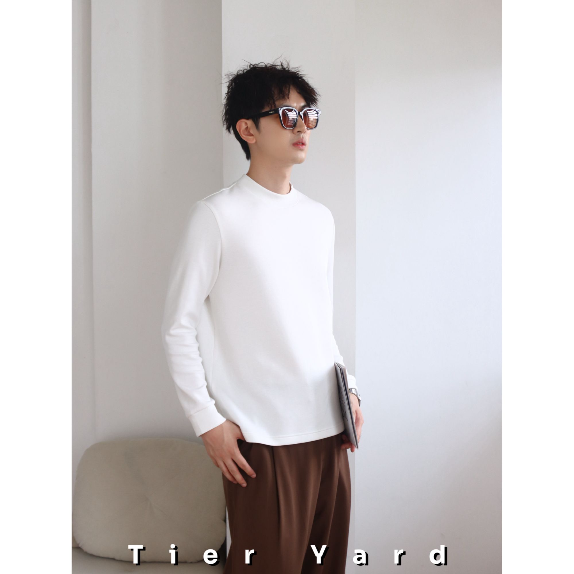 TYD光洙穿搭 圆领长袖男士T恤春秋款宽松韩版舒适上衣打底衣 9518